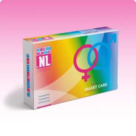 Verpakking van de Smart Care 4 in 1, de soa-thuistest van ikwilvanmijnsoaaf.nl